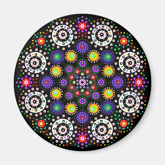 Psychedelic Dot Mandala Magnet (Vorne)