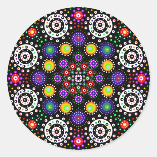 Psychedelic Dot Mandala Runder Aufkleber (Vorderseite)
