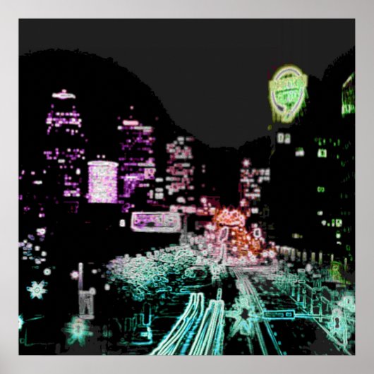 Psychedelic Downtown Kansas City Poster (Vorne)