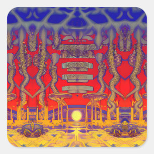 Psychedelic Dreamland Quadratischer Aufkleber