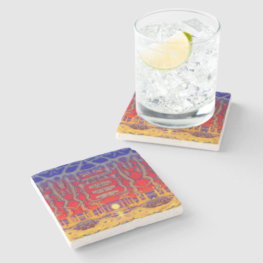 Psychedelic Dreamland Steinuntersetzer (Seitenansicht)