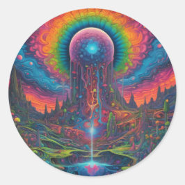 Psychedelic Dreamscape Runder Aufkleber