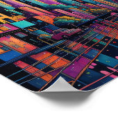 Psychedelic Drippy City Art Poster (Ecke)