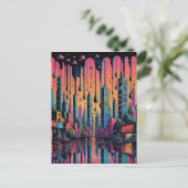 Psychedelic Drippy City Art Postkarte (Stehend Vorderseite)