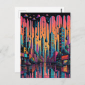 Psychedelic Drippy City Art Postkarte (Vorne/Hinten)