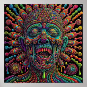 Psychedelic Drippy Head Art Poster