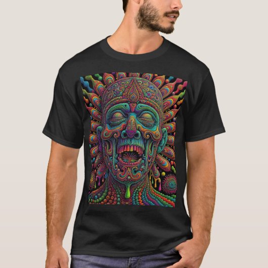 Psychedelic Drippy Head Art T-Shirt (Vorderseite)