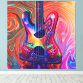 Psychedelic Electric Acoustic Semi Guitars Art Leinwanddruck (Insitu (Holzboden))