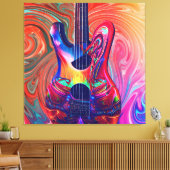 Psychedelic Electric Acoustic Semi Guitars Art Leinwanddruck (Insitu (Wohnzimmer))