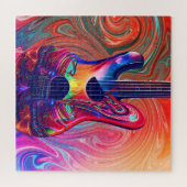 Psychedelic Electric Acoustic Semi Guitars Art Puzzle (Horizontal)