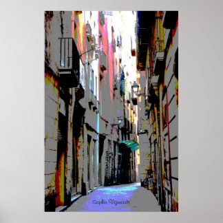 psychedelic european street Print Poster