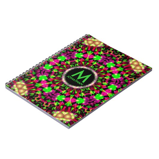 Psychedelic Explosion Monogram Notizblock (Linke Seite)