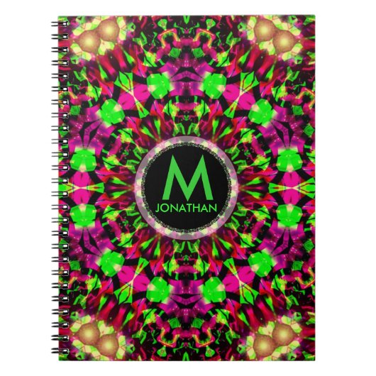 Psychedelic Explosion Monogram Notizblock (Vorderseite)