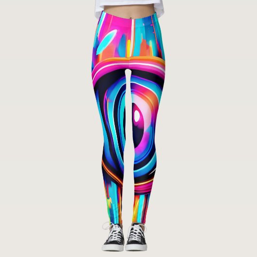 Psychedelic Eye Art Leggings (Vorderseite)