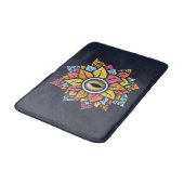 Psychedelic Eye Blume - Farbige Trippy Art Badematte (Schrägansicht)