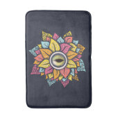 Psychedelic Eye Blume - Farbige Trippy Art Badematte (Vorderseite Vertikal)