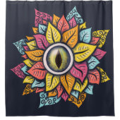 Psychedelic Eye Blume - Farbige Trippy Art Duschvorhang (Vorderseite)