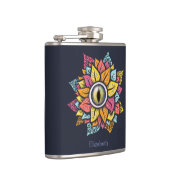 Psychedelic Eye Blume - Farbige Trippy Art Flachmann (Rechts)