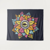 Psychedelic Eye Blume - Farbige Trippy Art Wandteppich (Vorderseite (Horizontal))