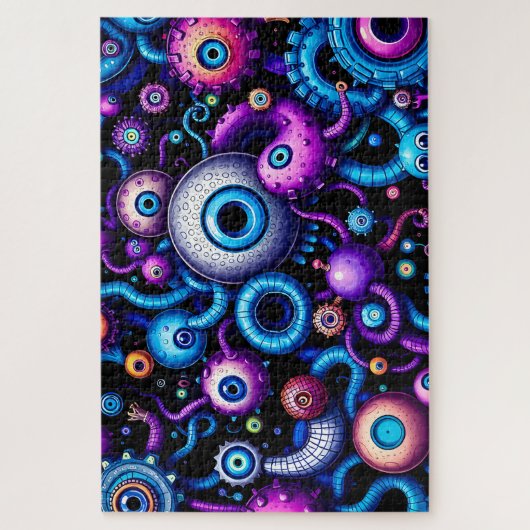 Psychedelic Eye Monster World- Alien Tentacle Horr Puzzle (Vertikal)