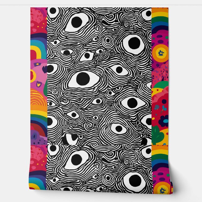 Psychedelic Eye Pattern Wallpaper - Trippy Optical Tapete (Abrollen)