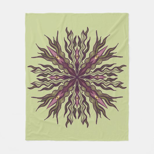 Psychedelic Eye Plant - Surreal Botanical Mandala Fleecedecke (Vorderseite)
