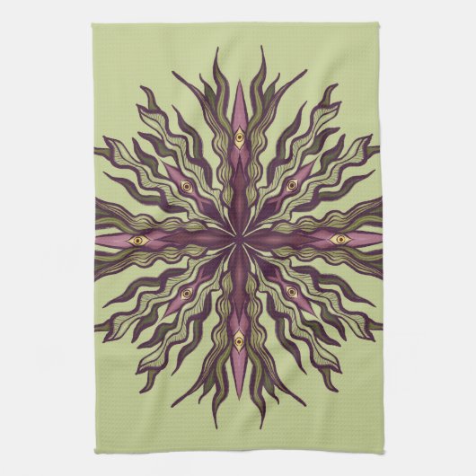 Psychedelic Eye Plant - Surreal Botanical Mandala Geschirrtuch (Vertikal)