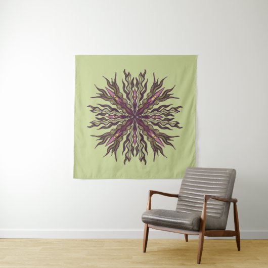 Psychedelic Eye Plant - Surreal Botanical Mandala Wandteppich (Beispiel (Horizontal))