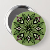 Psychedelic Eyes Mandala - Trippy Floral Pattern Button (Vorne & Hinten)
