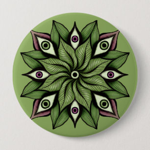 Psychedelic Eyes Mandala - Trippy Floral Pattern Button