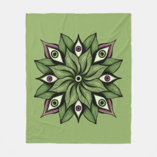 Psychedelic Eyes Mandala - Trippy Floral Pattern Fleecedecke