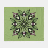 Psychedelic Eyes Mandala - Trippy Floral Pattern Fleecedecke (Vorderseite (Horizontal))