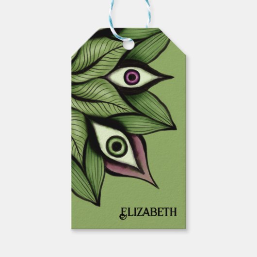 Psychedelic Eyes Mandala - Trippy Floral Pattern Geschenkanhänger (Vorderseite)