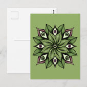 Psychedelic Eyes Mandala - Trippy Floral Pattern Postkarte (Vorne/Hinten)