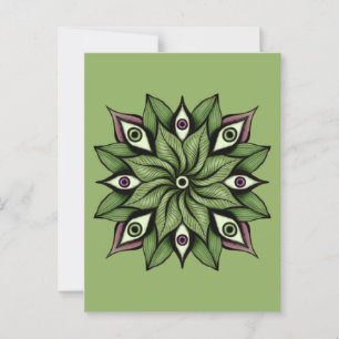Psychedelic Eyes Mandala - Trippy Floral Pattern Postkarte