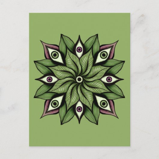 Psychedelic Eyes Mandala - Trippy Floral Pattern Postkarte (Vorderseite)