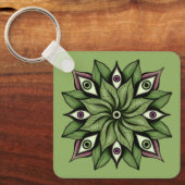 Psychedelic Eyes Mandala - Trippy Floral Pattern Schlüsselanhänger (Vorderseite)