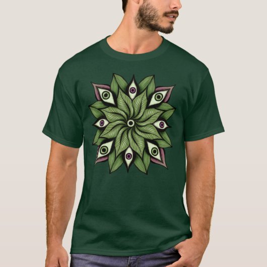 Psychedelic Eyes Mandala - Trippy Floral Pattern T-Shirt (Vorderseite)