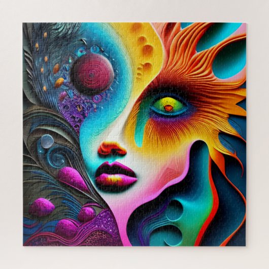Psychedelic Face Abstrakt Art Puzzle (Vertikal)