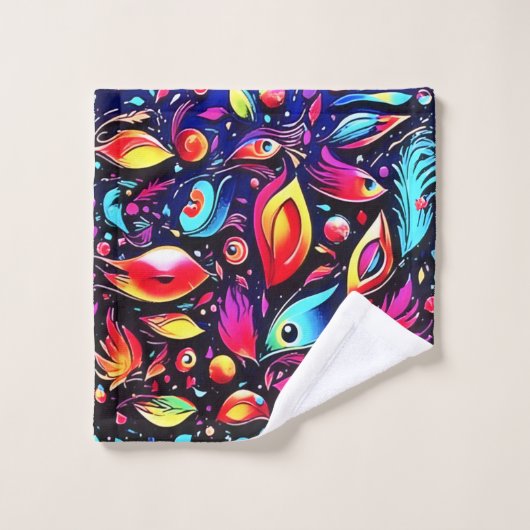 Psychedelic Feather Dream Badhandtuch Set (Waschlappen)