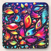 Psychedelic Feather Dream Getränkeuntersetzer (Vorderseite)