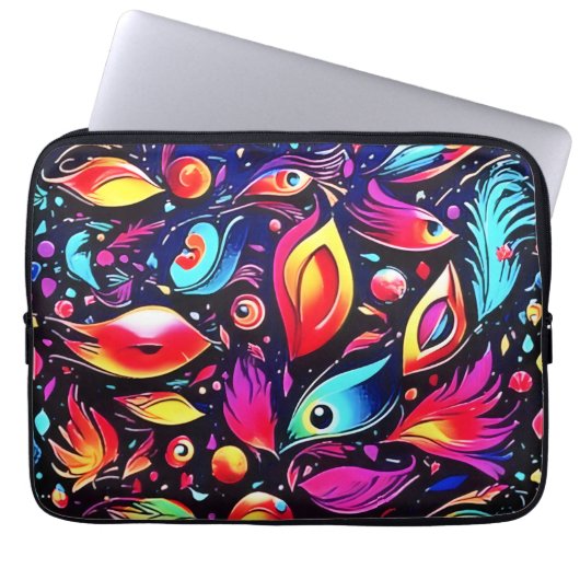 Psychedelic Feather Dream Laptopschutzhülle (Vorderseite)