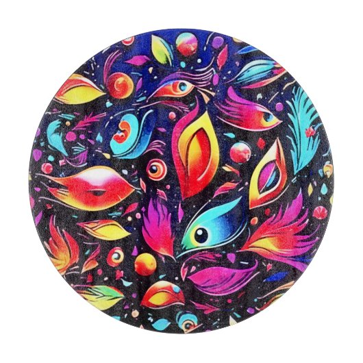 Psychedelic Feather Dream Schneidebrett (Vorderseite)