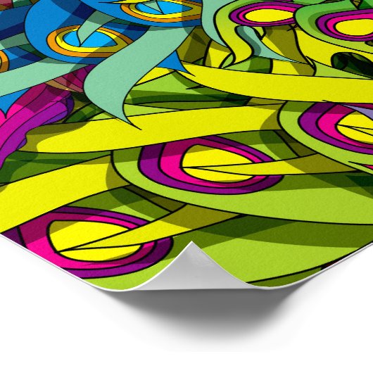 Psychedelic Feather Frenzy Poster (Ecke)