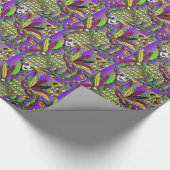 Psychedelic Feather Masks Fettdienstag Geschenkpapier (Ecke)