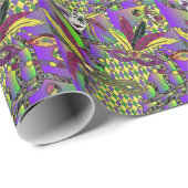 Psychedelic Feather Masks Fettdienstag Geschenkpapier (Rolleneckpunkt)