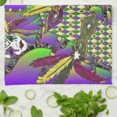 Psychedelic Feather Masks Fettdienstag Geschirrtuch (Gefaltet)