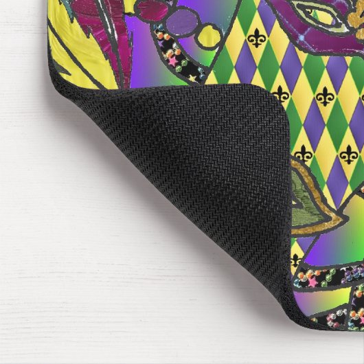 Psychedelic Feather Masks Fettdienstag Mousepad (Ecke)