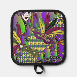 Psychedelic Feather Masks Fettdienstag Topflappen