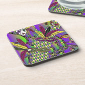 Psychedelic Feather Masks Fettdienstag Untersetzer (Linke Seite)